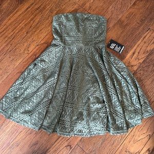 Express dark green crochet strapless dress, XS. New with tags!